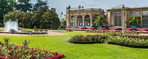 Thabor park (Le parc du Thabor) in Rennes - one of finest examples of landscape art of the XIII century public parks. Thabor Park is the pride of Rennes. Ille-et-Vilaine department, Rennes, France.